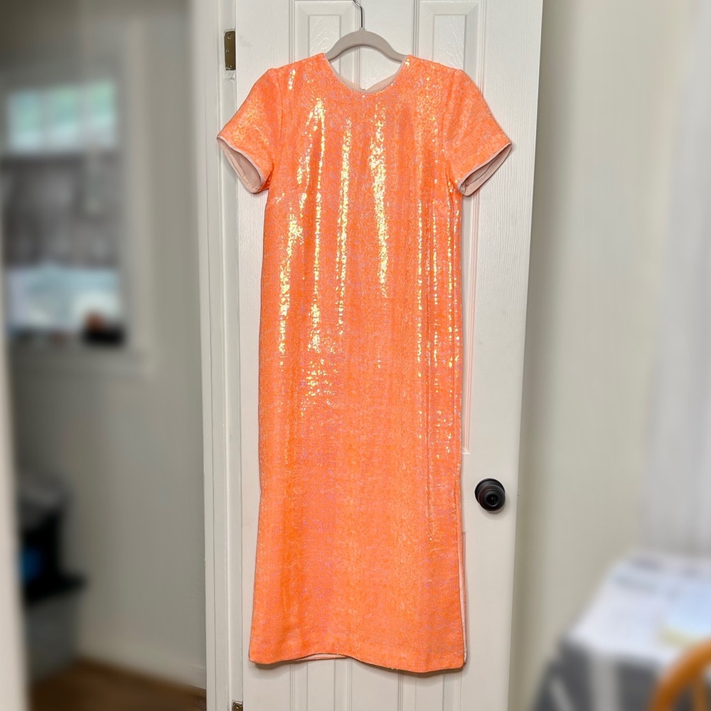 Fabulous Orange Sequin Midi Dress